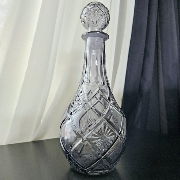 Glass Decanter With Stopper Round Base Clear Gray - Picture 1 of 5